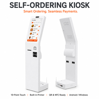 Kiosque de commande automatique commercial avec écran tactile de 17 pouces, terminal de paiement avec imprimante de reçus, lecteur de code QR pour restaurant, café