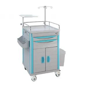 High Quality Mobile ABS Drugs Hospital Medical Crash Cart Emergency Medicine Trolley For Clinic