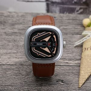 Wholesale High End Men's Square Mechanical-Style Quartz Watch Cutout Design Luminous <b>Waterproof</b> <b>Silicone</b> Strap - Product Image 1
