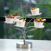 Support à gâteaux à trois étages de style européen, présentoir de desserts pour le thé de l'après-midi, ornement de table pour hôtel, restaurant, support à fruits