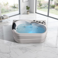Bañera de Hidromasaje Acrílica Ovalada de 1.45m para Interiores, Moderna, para 1 Persona, Diseño que Ahorra Espacio, Fácil Instalación, a Prueba de Fugas