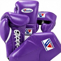 Ensemble de gants de boxe personnalisables en cuir violet, à lacets, pour adultes, équipement de combat complet