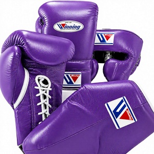 Ensemble de gants de boxe personnalisables en cuir violet, à lacets, pour adultes, équipement de combat complet - Product Image 1