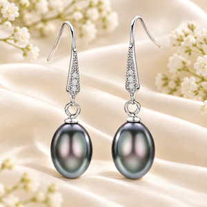 Pendientes colgantes de lágrima grises para mujer, diseño simple, accesorios para las orejas de uso diario - Product Image 3