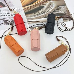 Fashion Portable PU Leather <b>Lipstick</b> Keychain Holder Long Strap Hanging Neck Case Chains Protective Case for Lip Gloss Lip Balm - Product Image 4