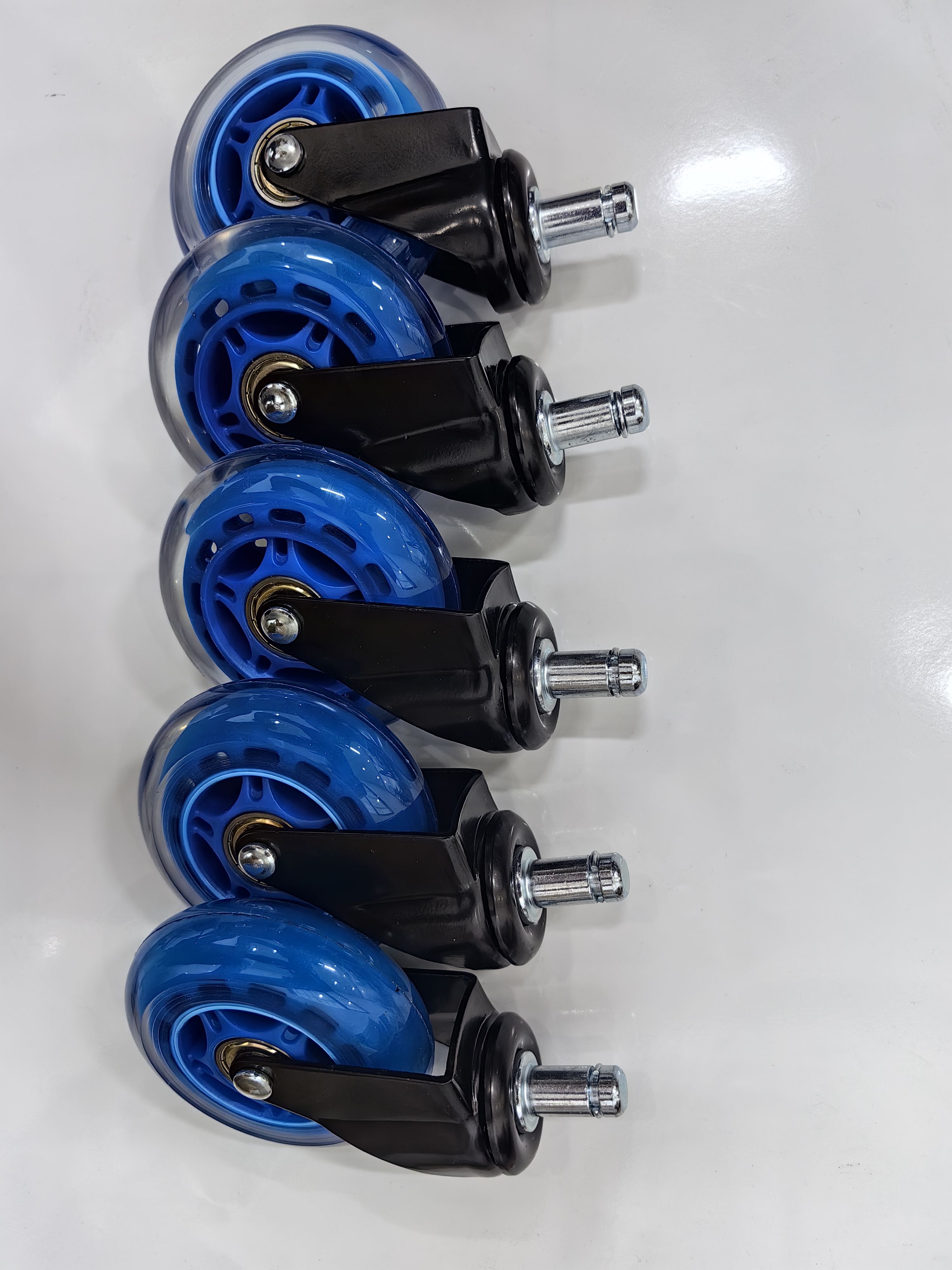 Office Chair Caster Wheels 3 Inch 11*22mm 10*22mm Stem clear Black White Set Customized Furniture Pu Replacement Caster