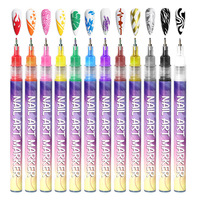 Ensemble de 12 stylos marqueurs acryliques à pointe ultra-fine de 0,5 mm pour nail art, peinture, graffiti et écriture, pour un usage DIY et un effet de mise en valeur