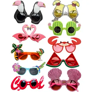 Divertidas gafas de sol Luau para fiesta, gafas tropicales hawaianas, favores, novedad, gafas elegantes, accesorios para fotomatón para adultos y adolescentes