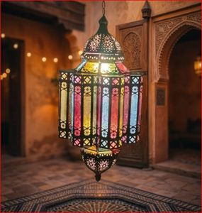 Farol Colgante Marroquí, Portavelas de Vidrio Multicolor, Lámpara de Hierro Hecha a Mano para Decoración del Hogar, Bodas y Navidad - Product Image 5