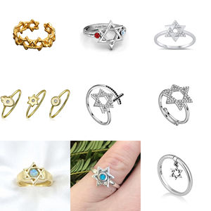 Özel Cz taş zirkon ayarlanabilir <span class=keywords><strong>David</strong></span> yıldız takı yüzük 925 ayar gümüş yıldız <span class=keywords><strong>David</strong></span> yüzük kadınlar için - Product Image 5