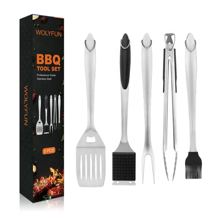 Set di griglia Set di accessori per Barbecue per impieghi gravosi Set di strumenti per Barbecue 5 pezzi-Grill