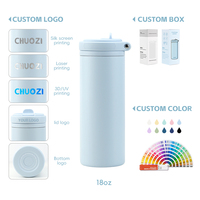 Bouteille d'eau isotherme en acier inoxydable de 18 oz, sans BPA, anti-fuite, avec poignée et couvercle à paille, pour enfants (garçons et filles) à l'école
