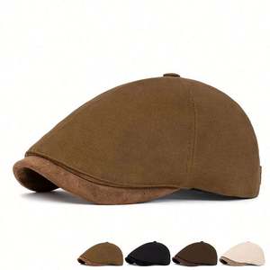 Gorro Boina Retro Estilo Japonés, Nuevo Modelo Otoño Invierno, para Hombre y Mujer, con Cuerpo de Pana y Visera de Gamuza - Product Image 2