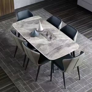 <span class=keywords><strong>Tavolo</strong></span> da Pranzo Moderno e Unico di Forma Rettangolare <span class=keywords><strong>Nero</strong></span> <span class=keywords><strong>con</strong></span> 6 <span class=keywords><strong>Sedie</strong></span>, Set da Pranzo Rettangolare in Offerta - Product Image 4