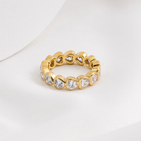Bague d'éternité Xinyun en argent sterling 925 plaqué or 18 carats avec zircone ovale en forme de cœur pour mariage et soirée pour femmes