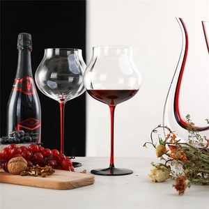 Eleganti Calici da <span class=keywords><strong>Vino</strong></span> in Cristallo a Strisce Verticali <span class=keywords><strong>Rosso</strong></span> Borgogna, Bicchieri da <span class=keywords><strong>Vino</strong></span> a Palloncino - Product Image 2
