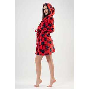 Bata corta con capucha de forro polar para mujer con bolsillos, sudaderas cómodas - Product Image 2