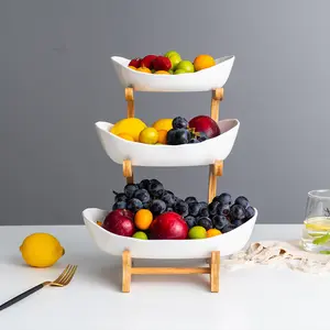 2023畅销竹陶瓷碗餐厅陶器干装饰水果盘