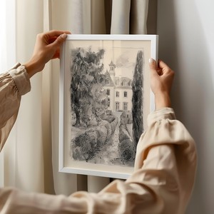 Tranh trang trí sân vườn kiểu Pháp cổ điển Tranh trang trí lớn Tranh treo tường Nghệ thuật kiến ​​trúc Phác thảo tối giản Tranh trang trí thực vật - Product Image 4