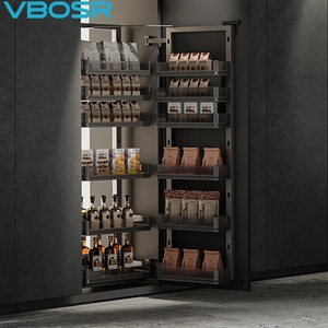 Vbosr Mueble de <span class=keywords><strong>despensa</strong></span> alto independiente para alimentos, unidad de almacenamiento de <span class=keywords><strong>despensa</strong></span>, cajones de aluminio y vidrio, cestas extraíbles para gabinetes de cocina - Product Image 2