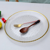 Assiette à salade de luxe en verre avec bord doré, non toxique, design moderne rond, idéale pour mariages et fêtes – Meilleure vente