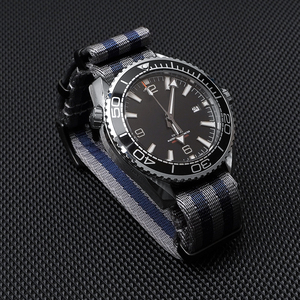 Bracelets en nylon tressé double passant de 1,4 mm, bracelet de montre avec boucle noire PVD, bande de montre en tissu de ceinture de sécurité de 18/20/22/24 mm - Product Image 3