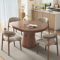 Table à manger ovale moderne extensible et pliable en bois massif, mobilier de salle à manger à taille réglable pour hôtels et petites maisons