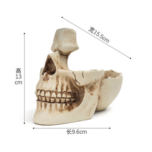 Boîte à bijoux en forme de crâne, conteneur de rangement en résine pour pièces de monnaie, clés, lunettes, organisateur décoratif, type rectangulaire, 1-3L - Product Image 5