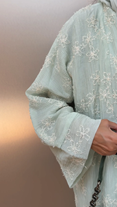 Cárdigan modesto de gasa arrugada con hiyab, caftán de Dubái para uso diario en Ramadán, abaya bordada - Product Image 2