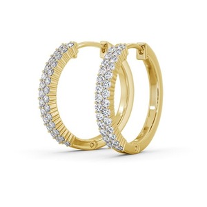 Boucles d'oreilles en diamant CVD cultivées en laboratoire avec certificat IGI Boucles d'oreilles en or 14K avec accents pavés à double ligne personnalisés - Product Image 2