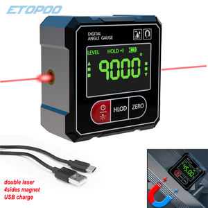 4*90 °   0.2 °   Dubbele laser vierzijdige magnetische digitale hellingshoekmeter met neutraal zwart label, gradenboog, waterpas en hellingsmeter - Product Image 6