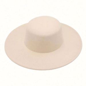 2023 New Flat Top Woolen Felt Hat Bowler Hat Jazz French Wide Brim Fedora Hats Women Wholesale - Product Image 3