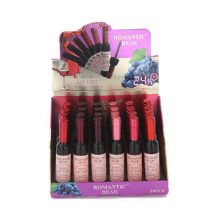 Set de 24 Labiales Líquidos Rojo Vino, Resistentes al Agua, Color Duradero, Brillo Labial, <span class=keywords><strong>Romantic</strong></span> Bear, Maquillaje para Estudiantes, 6 Colores Mezclables - Product Image 1