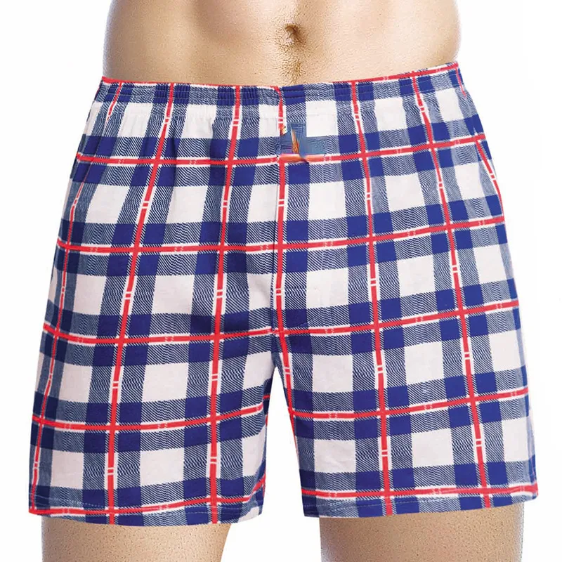 Wholesale Mens Underwear Boxer Shorts Woven Breathable Plaid Elastic Waistband Polyester Woven Boxer Shorts for Men