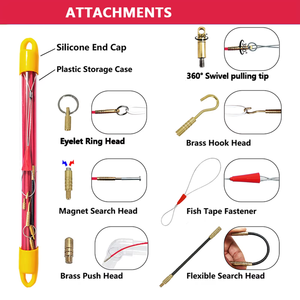 33cm fibre de verre poisson bande fil tige pousser tige tirer câble extracteur fil poignée extracteur fibre de verre câble fil course tirer pousser Kit rouge - Product Image 2