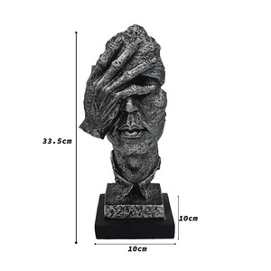 Statue di pensatore Vintage Decorazione Figurine Sculture Astratte Oro <span class=keywords><strong>non</strong></span> guardare, <span class=keywords><strong>non</strong></span> ascoltare Ornamenti - Product Image 5