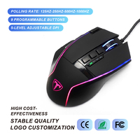 Souris optique de jeu, DPI, réglable, pour ordinateur PC et Laptop, périphérique filaire ergonomique et Programmable, rvb