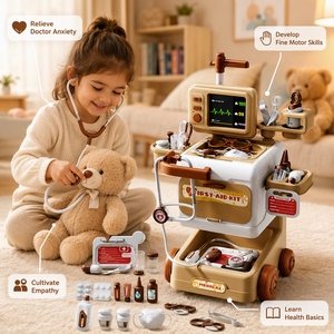 Juego de 28 Piezas de Juguete de Doctor para Niños, Carrito Médico con Luz y Sonido, Juego de Imitación Educativo, Juego de Roles de Hospital, Juguete de Clínica para Niños, Regalo - Product Image 4