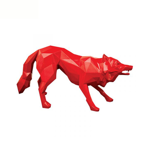 Commercio all'ingrosso a buon mercato prezzo personalizzato di fabbrica forniture di buona tecnologia bella a grandezza naturale in fibra di vetro rosso animale lupo statua scultura - Product Image 2
