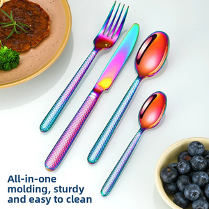 Ensemble de <span class=keywords><strong>couverts</strong></span> de luxe 4 pièces en acier inoxydable 430, couteau, cuillère et fourchette, vente chaude - Product Image 4