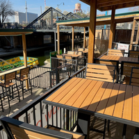 Ensemble de mobilier commercial pour restaurant, empilable, en bois naturel, plastique, bois, aluminium, durable, résistant aux intempéries, tables et chaises en bois