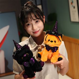 Atacado Bonito Laranja Halloween <span class=keywords><strong>Cat</strong></span> Plush Animal Toy Gato Preto com Chapéu Presente Do Dia Das Bruxas - Product Image 6