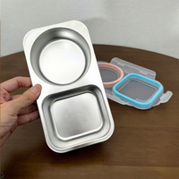 Boîtes à collation en acier inoxydable à 2 compartiments, boîtes à collation en métal avec couvercle, récipients de stockage alimentaire réutilisables