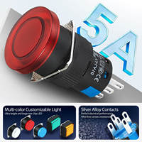 Sakelar Tombol Tekan Momentary Red Mushroom Head Latching 5A 250V IP54 untuk Kontrol Peralatan Rumah Tangga