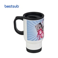 B4QC3-NL BestSub Offre Spéciale Sublimation Blanks 14oz Tumbler Full White Coated Tasse à eau de voyage en acier inoxydable avec couvercle
