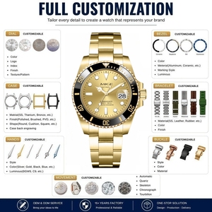 Reloj mecánico clásico para hombre con logotipo personalizado OEM, reloj automático de acero inoxidable 316L, bisel giratorio superluminoso con cronómetro. - Product Image 2