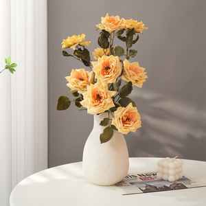 Bouquet de roses artificielles Plain Realm, 3 têtes, fleurs en soie, fait main, décoration de mariage et de maison - Product Image 4