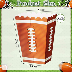 Bicchieri per <span class=keywords><strong>Popcorn</strong></span> Super Bowl Rugby con Vari Motivi a Pallone, Scatole Autoportanti per Patatine Fritte Usa e Getta, Ecologiche in Carta Riciclata - Product Image 4