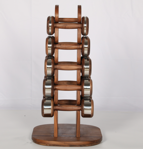 معدات رياضية فاخرة للمنزل والفندق دمبل وأوزان حرة من الفولاذ المقاوم للصدأ والخشب مع حامل خشبي بتصميم أنيق للتمرين - Product Image 3