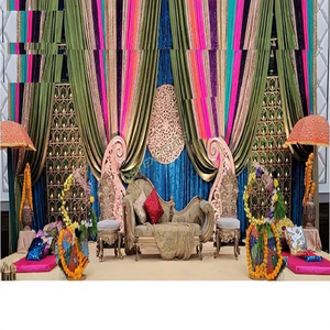 Attrayant Coloré Punjabi Thème Mehndi Nuit Scène Grand Mariage Mehndi Sangeet Nuit Scène Punjabi Mariage Sangeet Nuit Ensemble - Product Image 1